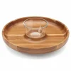 Food Network Acacia Wood Lazy Susan Chip & Dip Tray Set