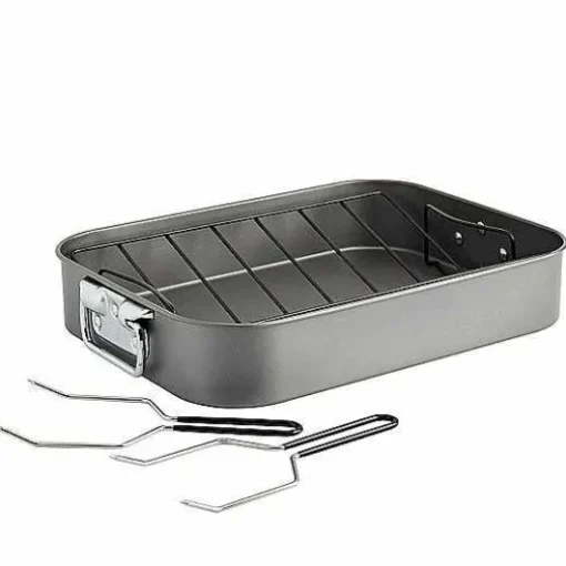Food Network 16-In. Roasting Pan With Rack & Lifters