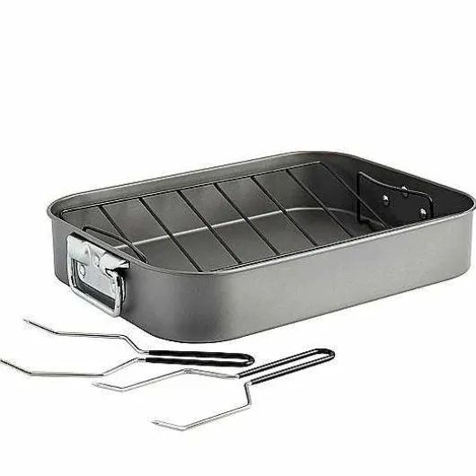 Food Network 16-In. Roasting Pan With Rack & Lifters