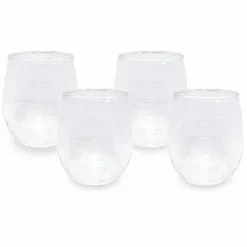 Food Network 4-Pc. Clear Textured Acrylic Stemless Wine Glass Set