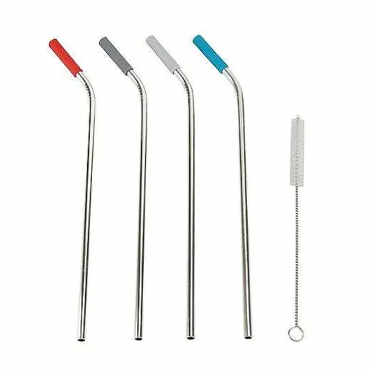 Food Network 5-Pc. Stainless Steel Reusable Straw & Cleaning Brush Set