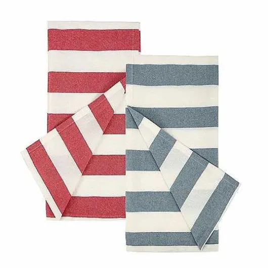 Food Network Red & Blue Stripe Flour Sack Kitchen Towel 2-Pk.