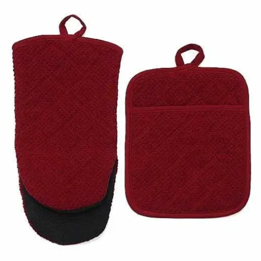 Food Network Terry Neoprene Oven Mitt & Pot Holder Set