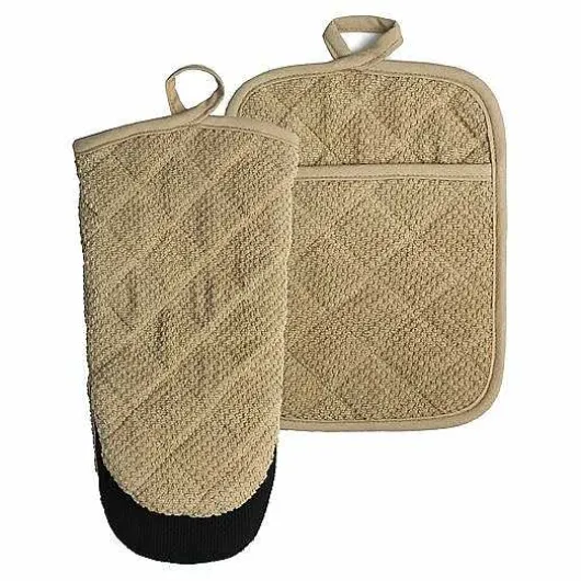 Food Network Terry Neoprene Oven Mitt & Pot Holder Set