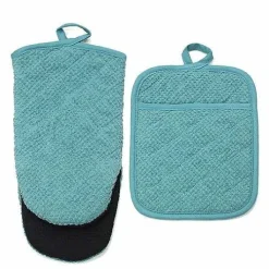 Food Network Terry Neoprene Oven Mitt & Pot Holder Set