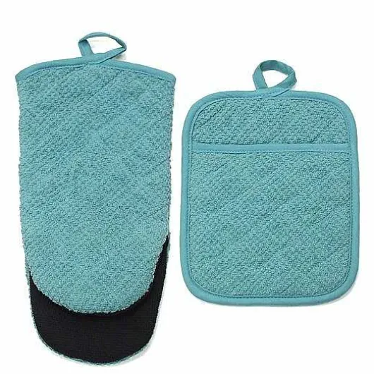 Food Network Terry Neoprene Oven Mitt & Pot Holder Set