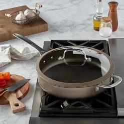 Food Network Textured Titanium 12-In. Nonstick Covered Deep Skillet