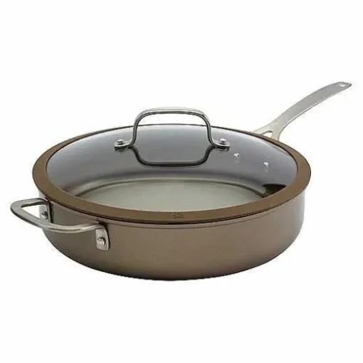 Food Network Textured Titanium 12-In. Nonstick Covered Deep Skillet